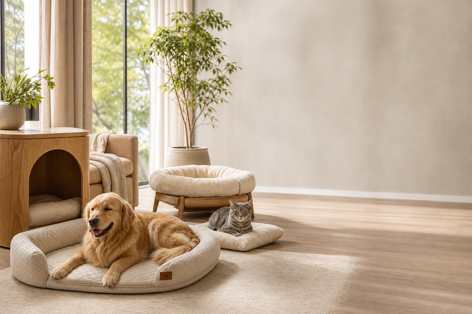 cozy pet bed with pet relaxing